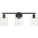 Fisher 3 Light 25 inch Matte Black Bath Vanity Wall Light in Clear Glass