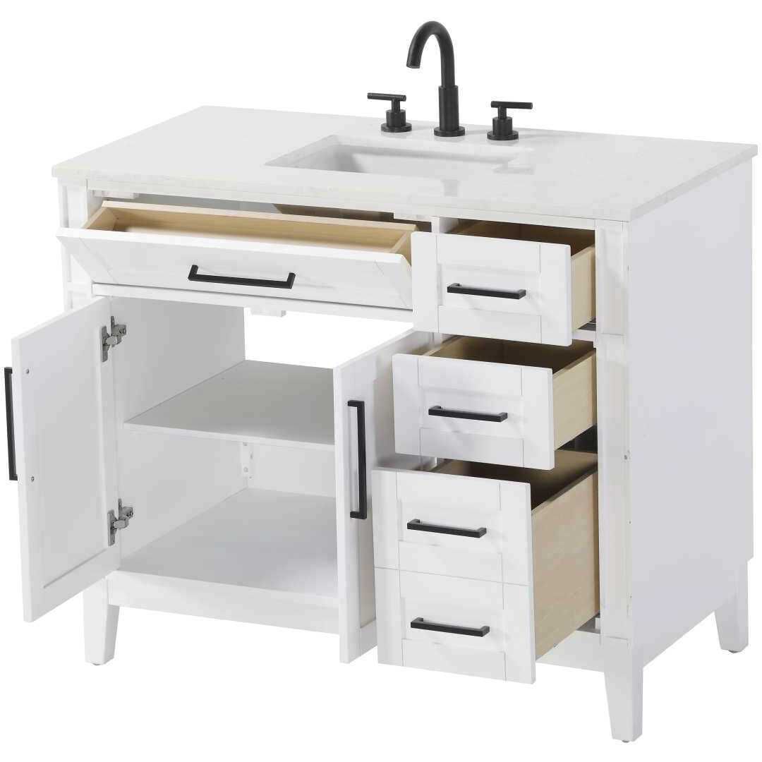 Virginia 42 X 35 inch White Bathroom Vanity Cabinet