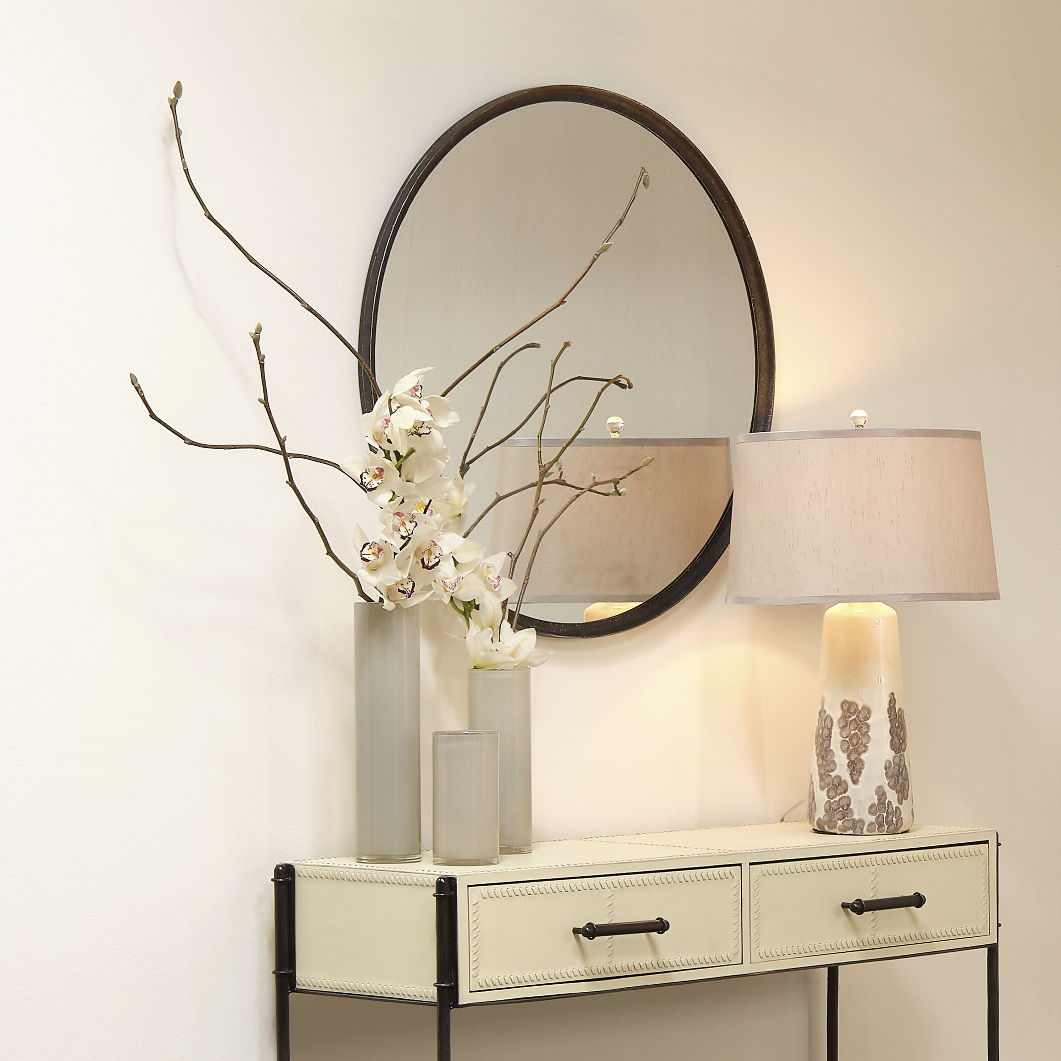 Nevado 50 inch Off White and Black Console Table