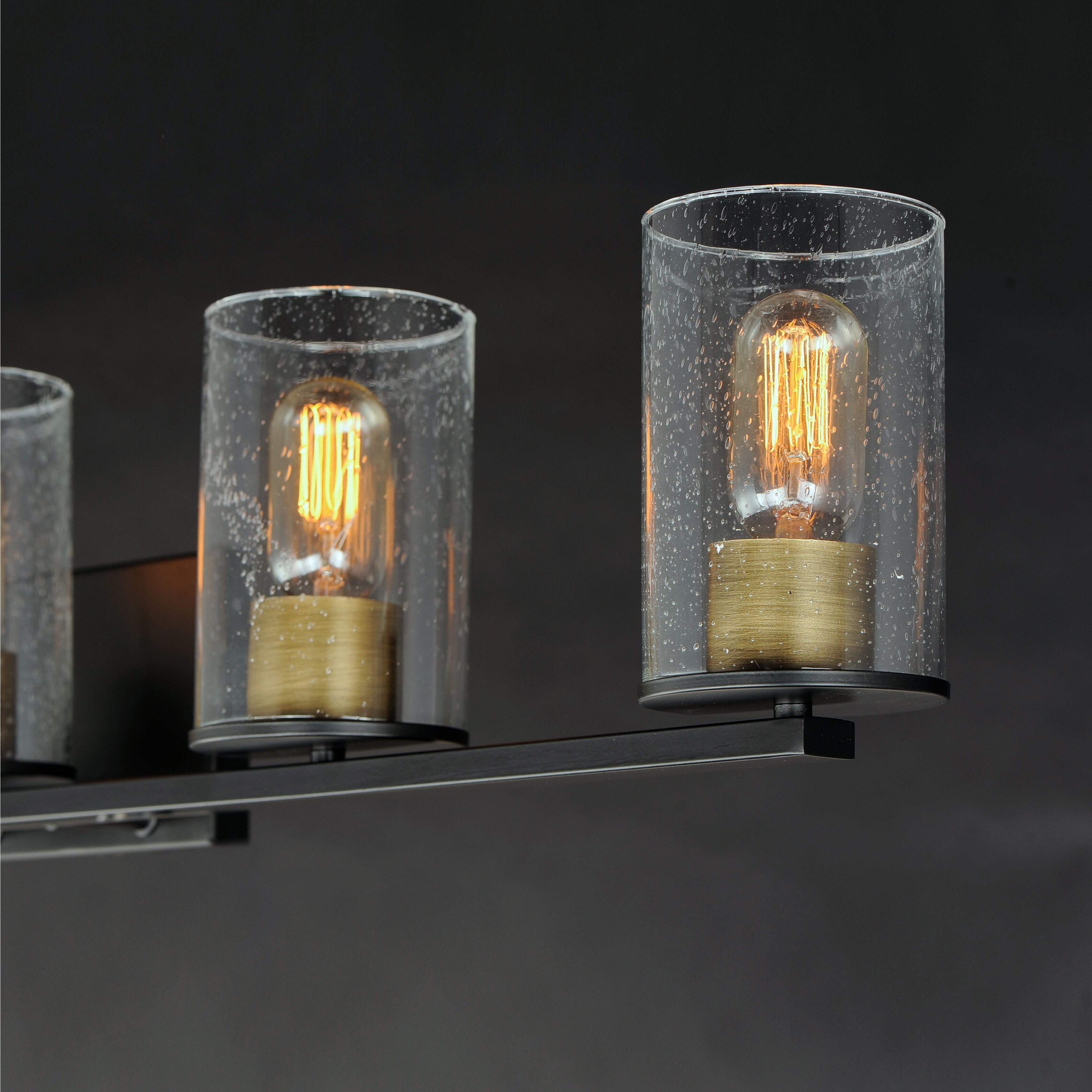 Sleek 5 Light 40 inch Antique Brass/Black Bath Vanity Wall Light