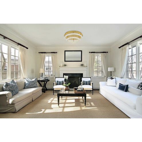 Bowen 2 Light 33.5 inch Satin Gold Flush Mount Ceiling Light