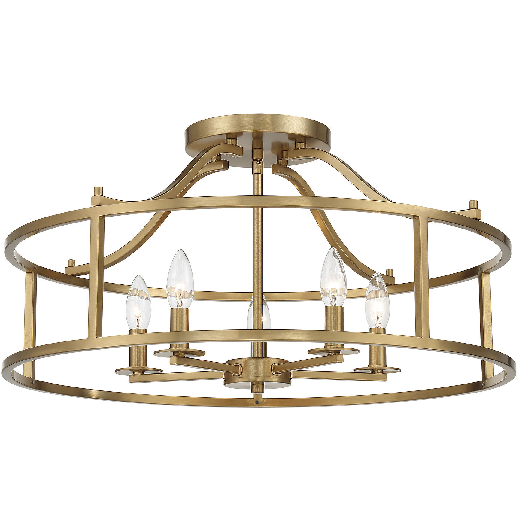 Stockton 5 Light 24 inch Warm Brass Semi-Flush Ceiling Light, Essentials