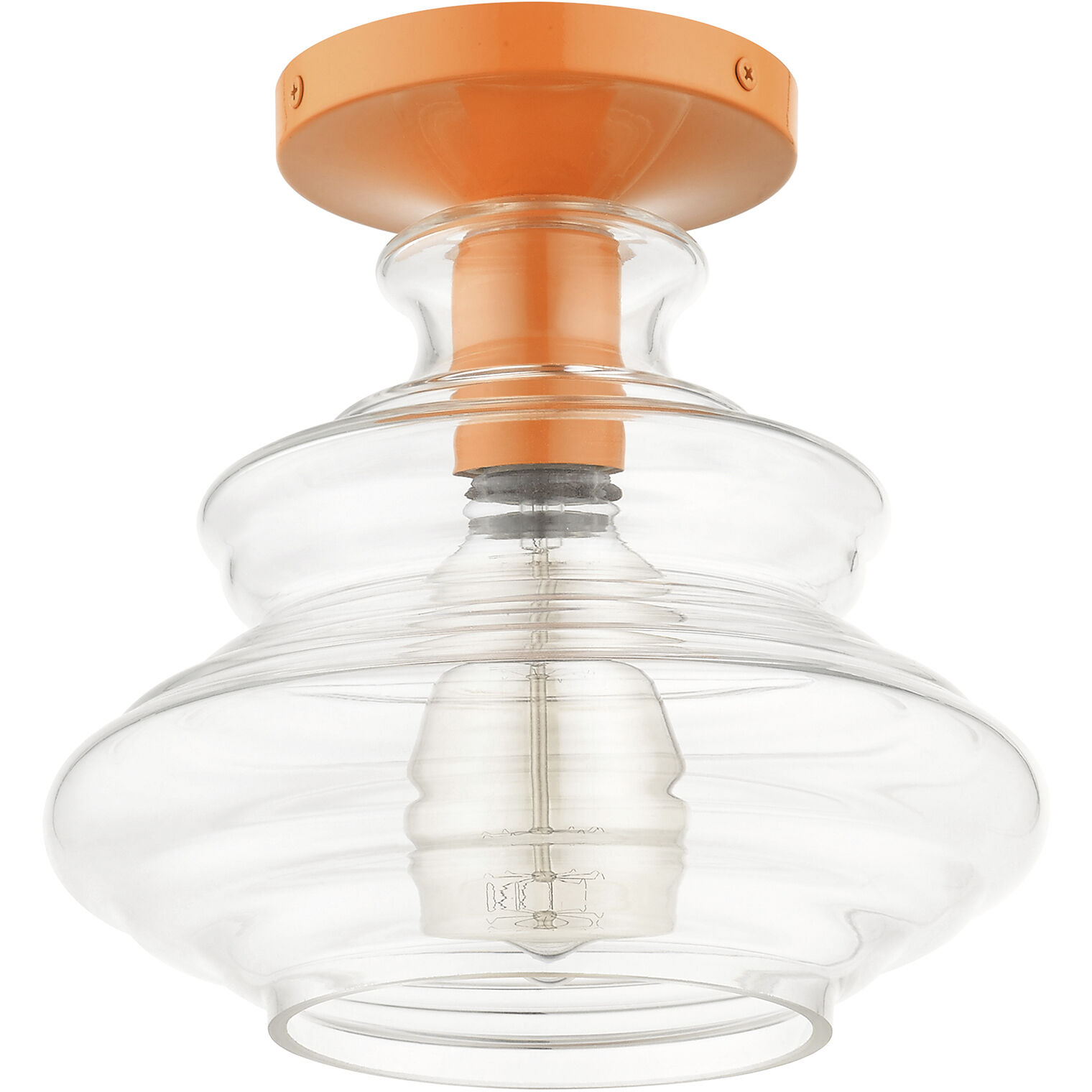 Everett 1 Light 9 inch Shiny Orange Semi-Flush Ceiling Light