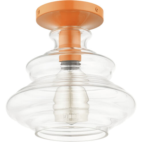 Everett 1 Light 9 inch Shiny Orange Semi-Flush Ceiling Light