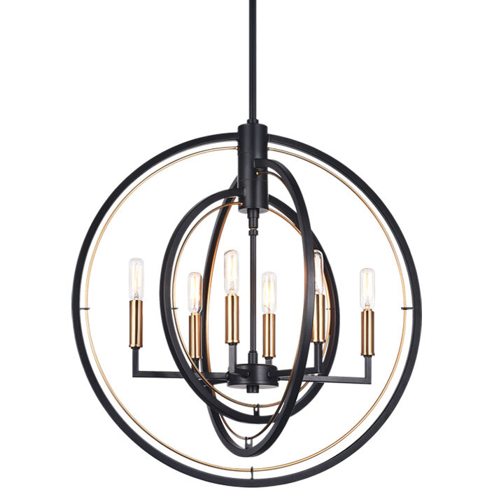 Odyssey 6 Light 22 inch Black Pendant Ceiling Light