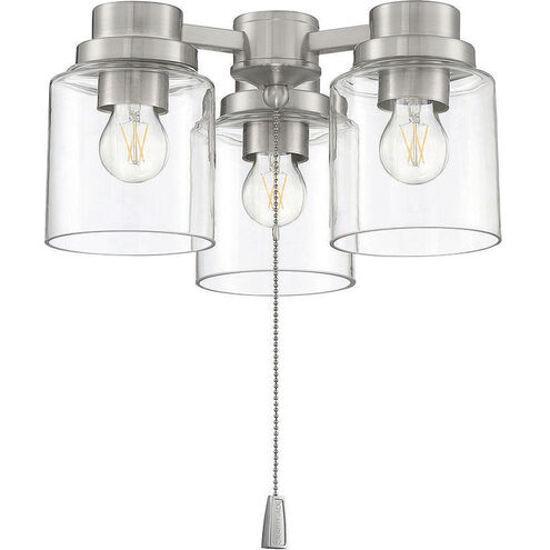 Universal LED Brushed Polished Nickel Fan Light Kit in Clear Glass