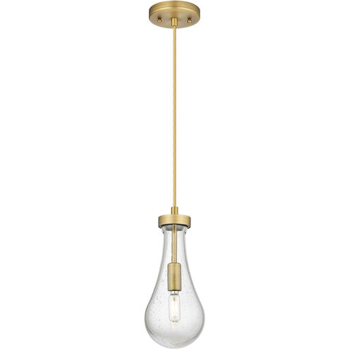 Owego 1 Light 5.13 inch Brushed Brass Pendant Ceiling Light in Seedy Glass