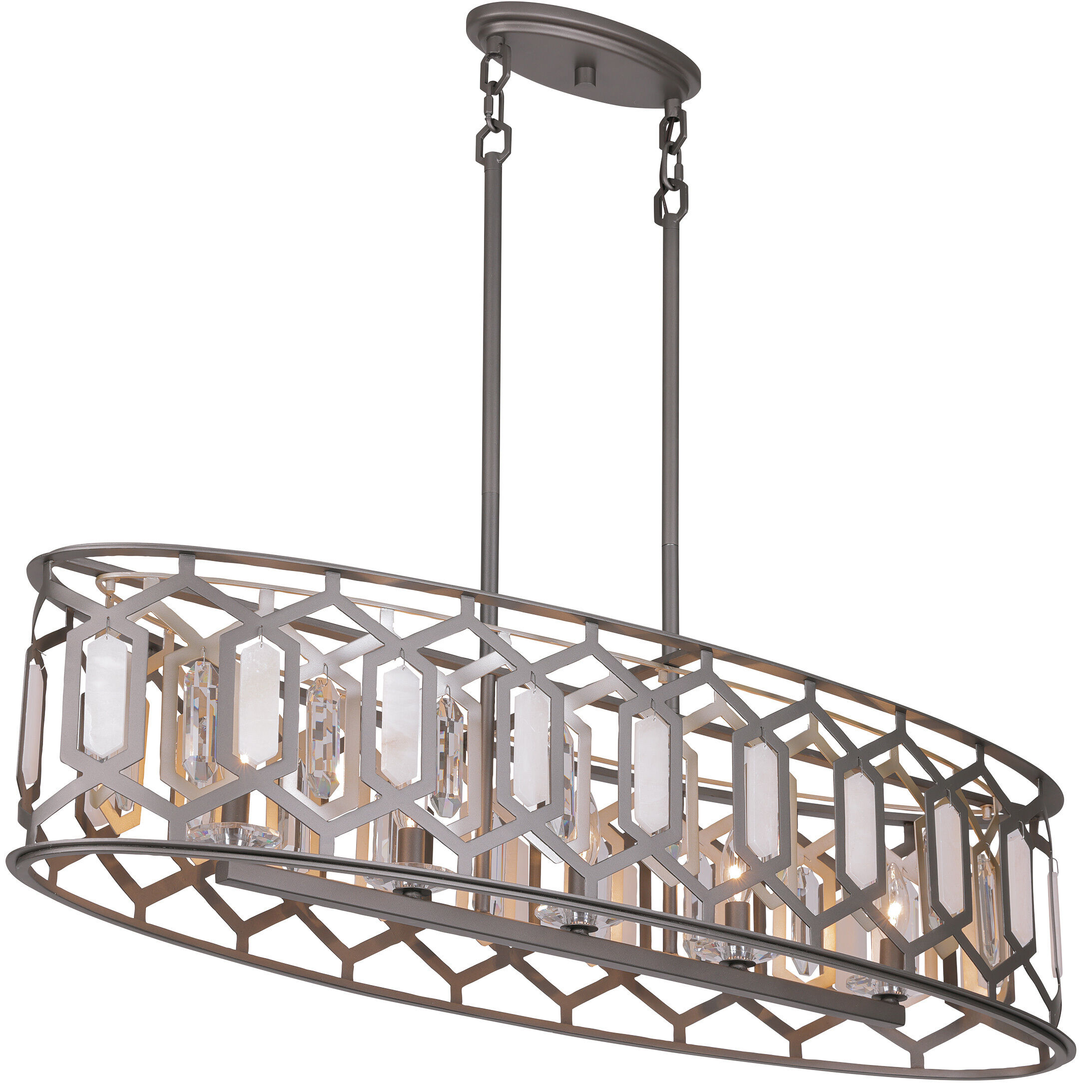Hexly 5 Light 44 inch Bronze and Sultry Silver Island Light Ceiling Light