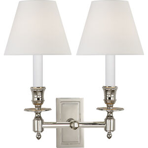 French Library 2 Light 12 inch Polished Nickel Double Library Sconce Wall Light in Linen 2