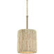 Abaca 1 Light 8 inch Satin Brass Mini Pendant Ceiling Light