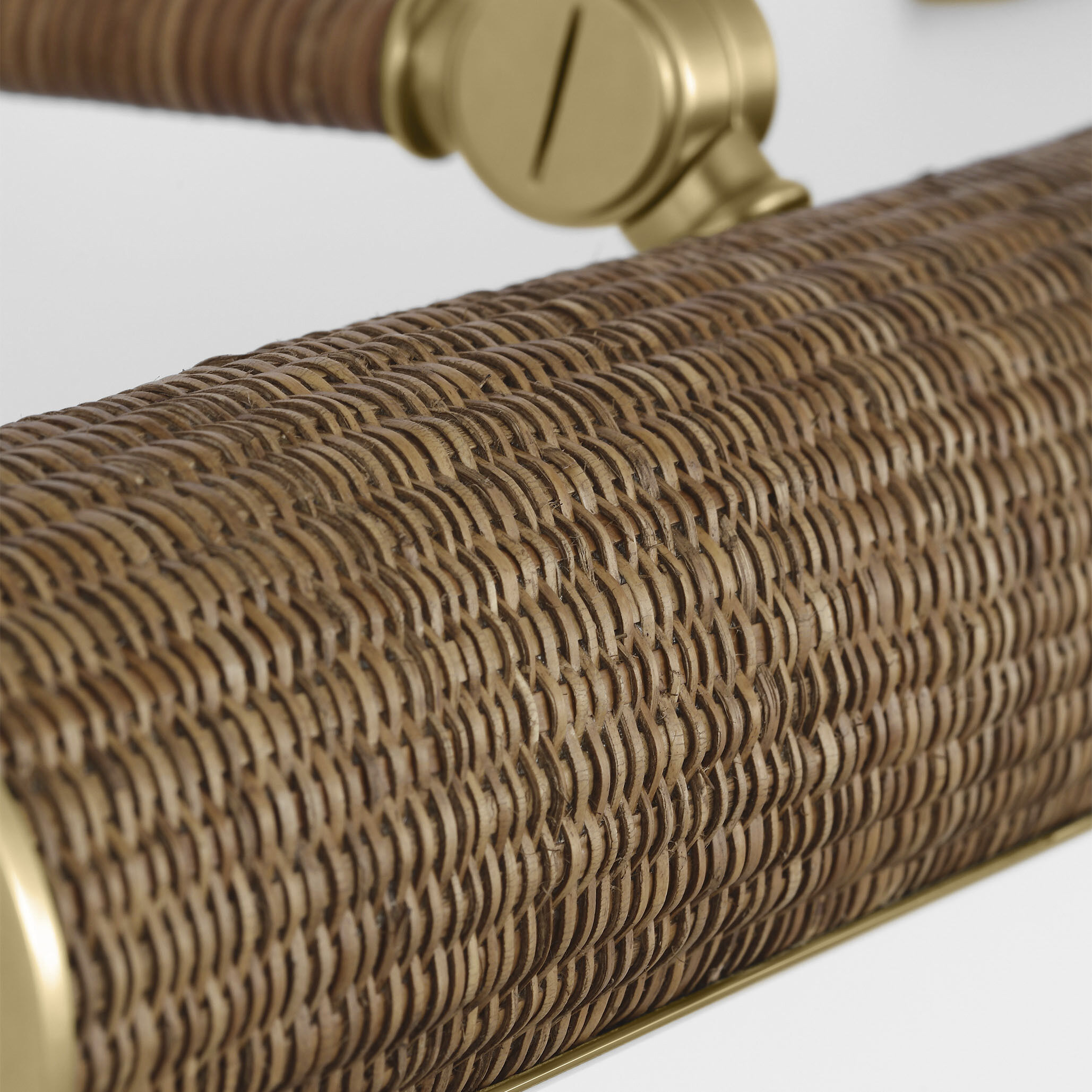 Chapman & Myers Halwell 16 watt 30 inch Antique-Burnished Brass and Natural Woven Rattan Picture Light Wall Light