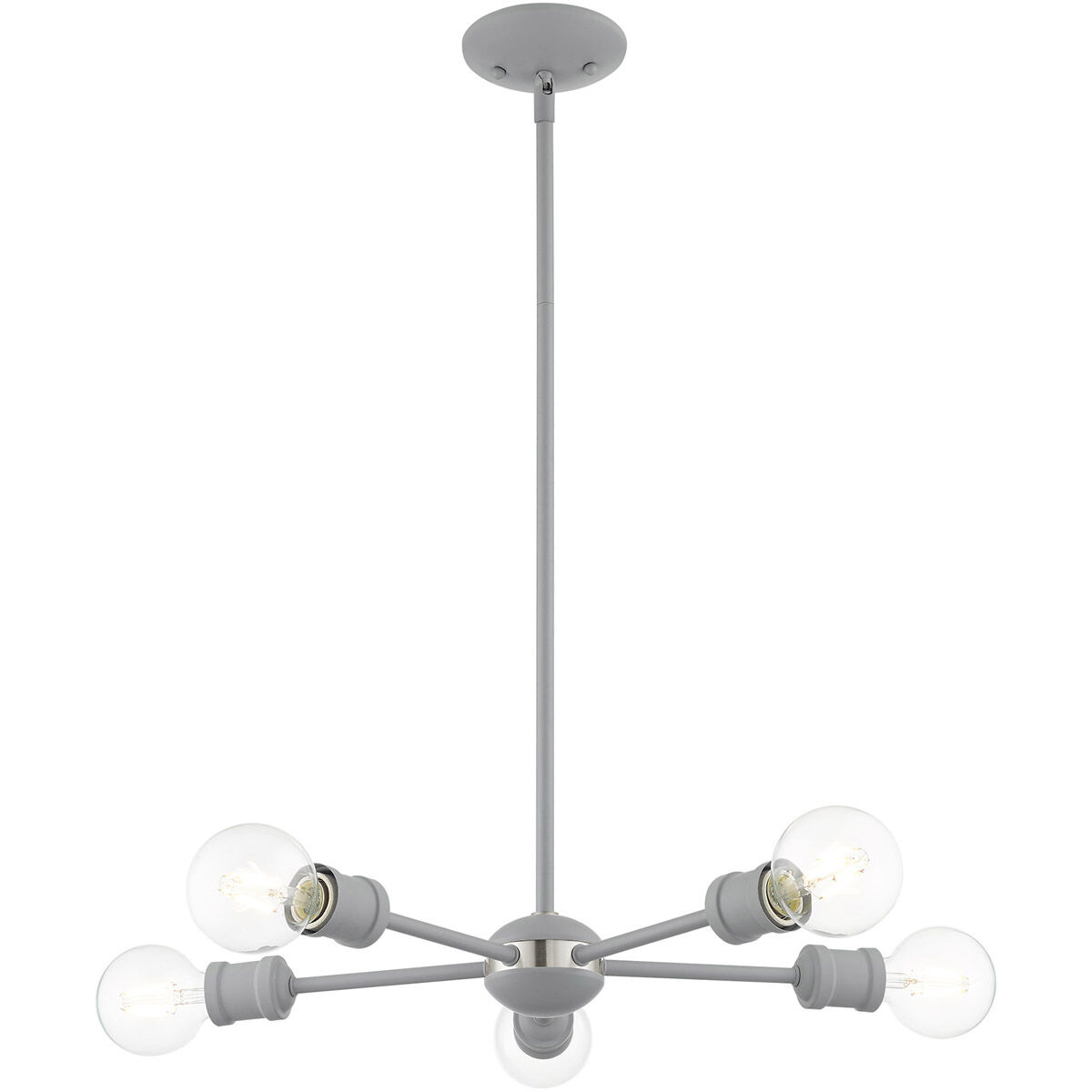 Lansdale 5 Light 19 inch Nordic Gray with Brushed Nickel Accents Chandelier Ceiling Light