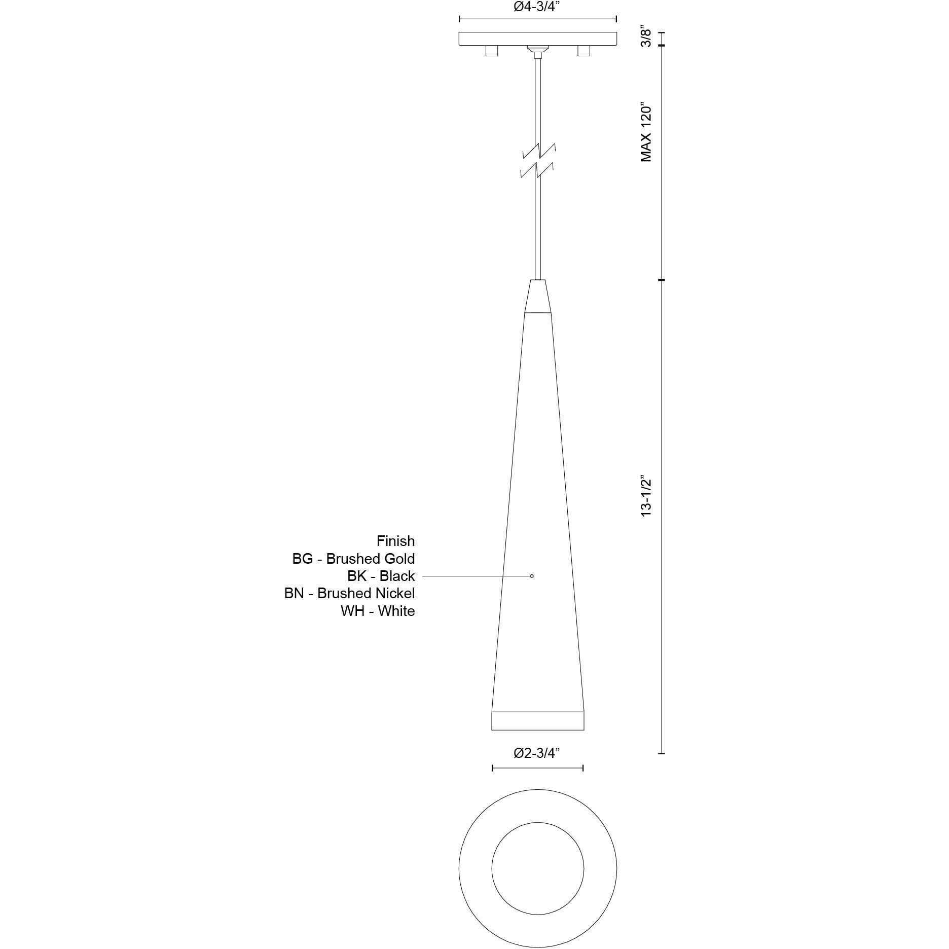 Mina LED 2.75 inch Brushed Nickel Pendant Ceiling Light