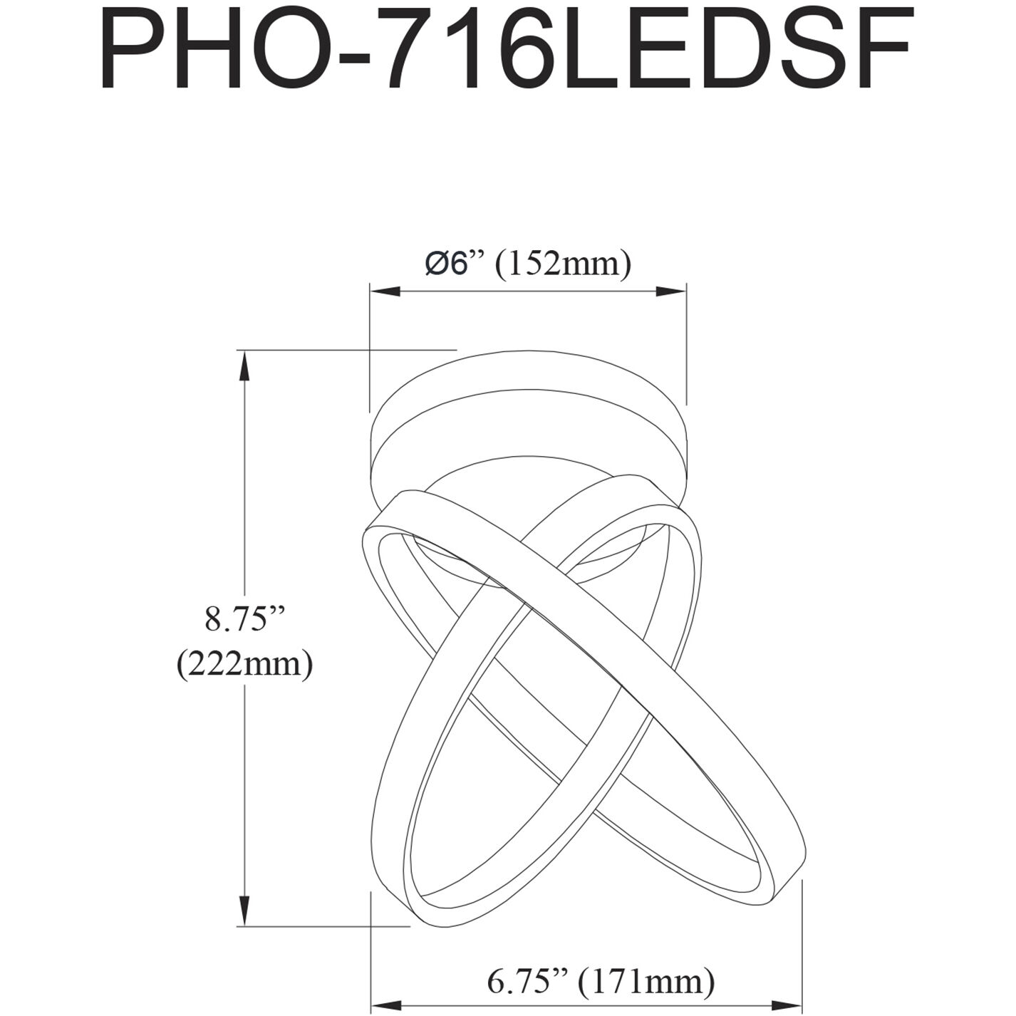 Philo LED 6.75 inch Matte Black Semi-Flush Mount Ceiling Light