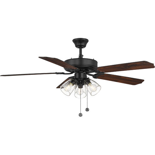 Traditional 52 inch Matte Black with Walnut and Black Blades Ceiling Fan