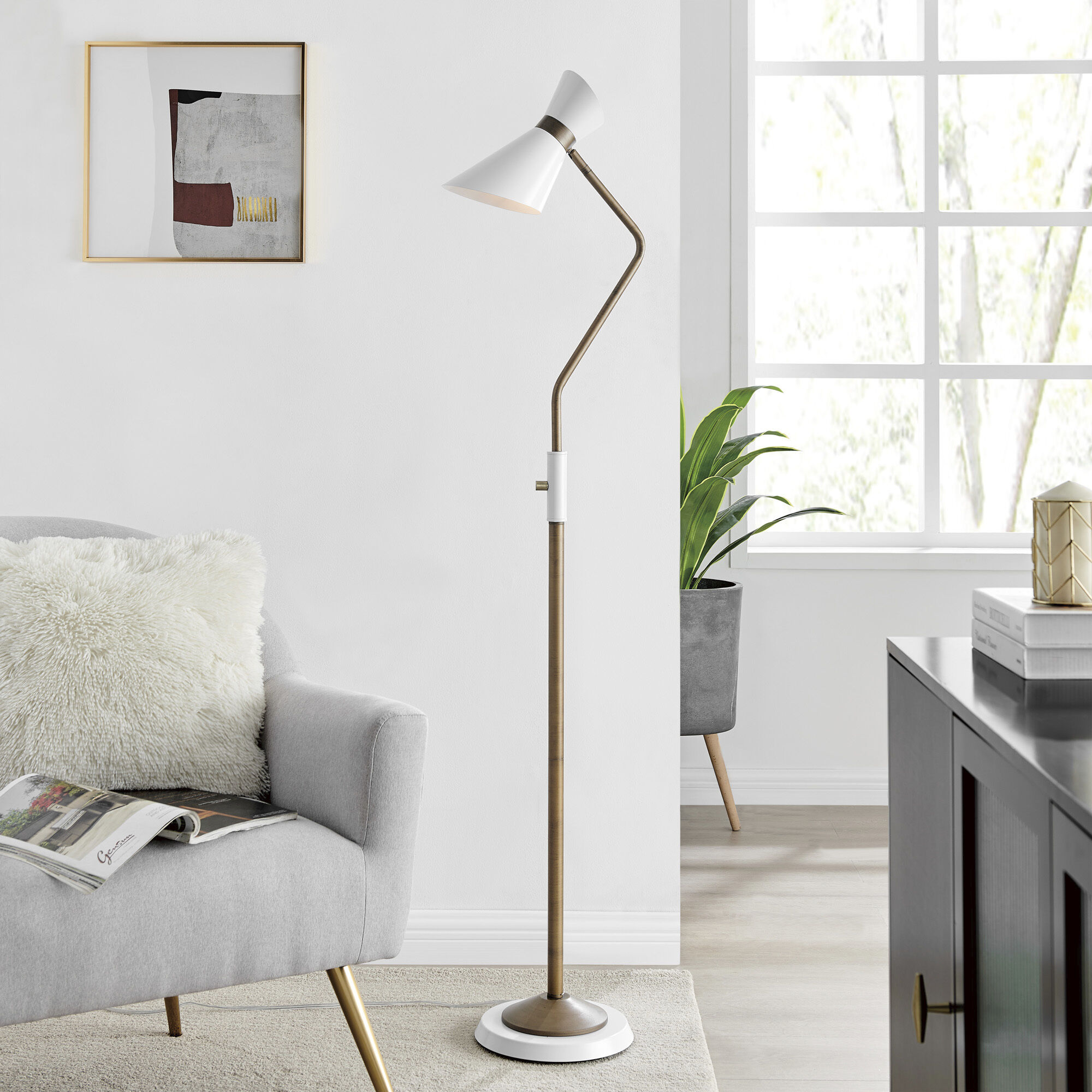 Jared 60.5 inch 60.00 watt Brass Floor Lamp Portable Light