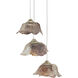 Catrice 3 Light 8 inch Silver/Contemporary Silver Leaf/Natural Shell Multi-Drop Pendant Ceiling Light