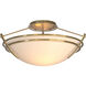 Presidio Tryne 2 Light 16.4 inch Modern Brass Semi-Flush Ceiling Light in Opal, Small