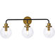Hanson 3 Light 28 inch Black and Brass Bath Sconce Wall Light