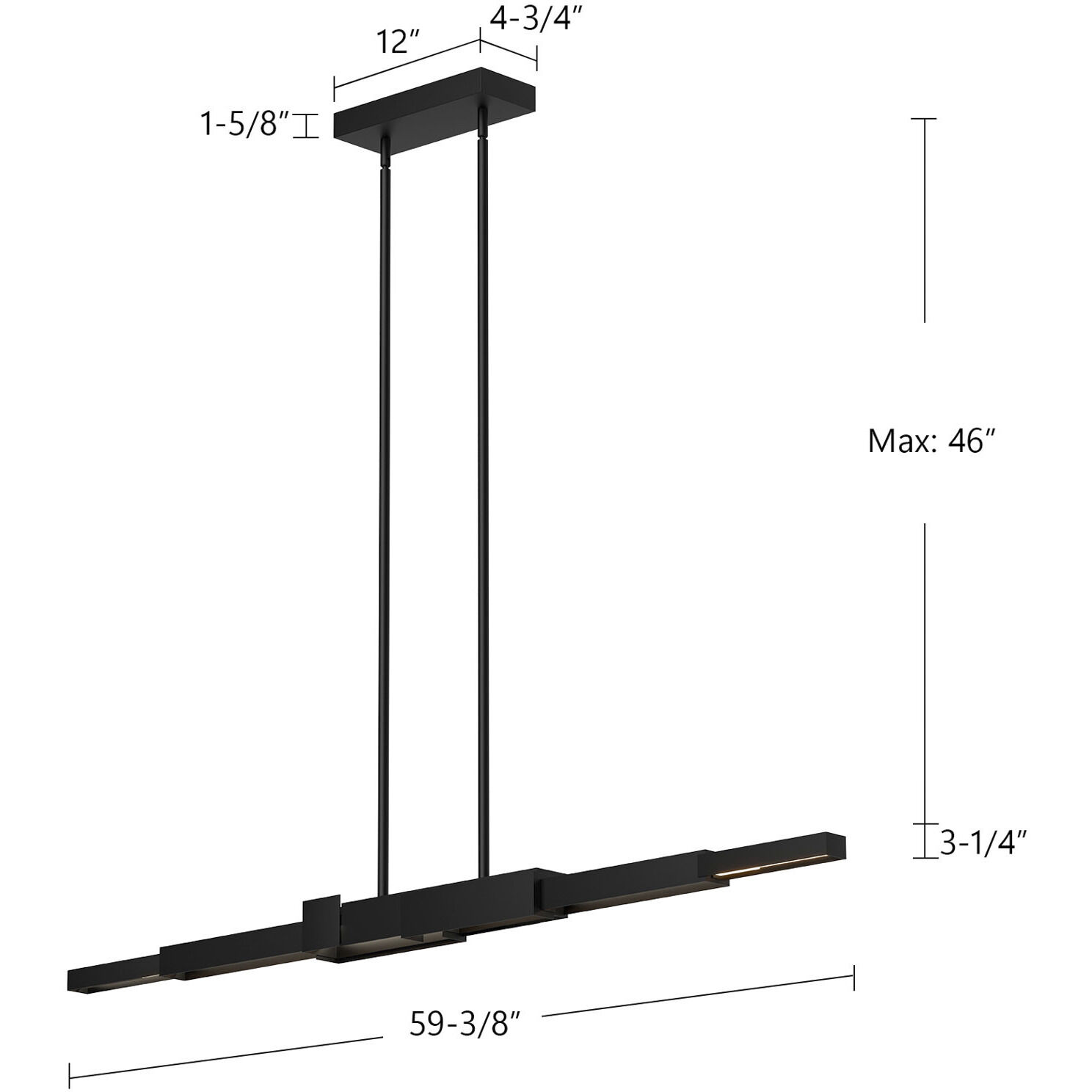 Enzo LED 59.38 inch Black Linear Pendant Ceiling Light