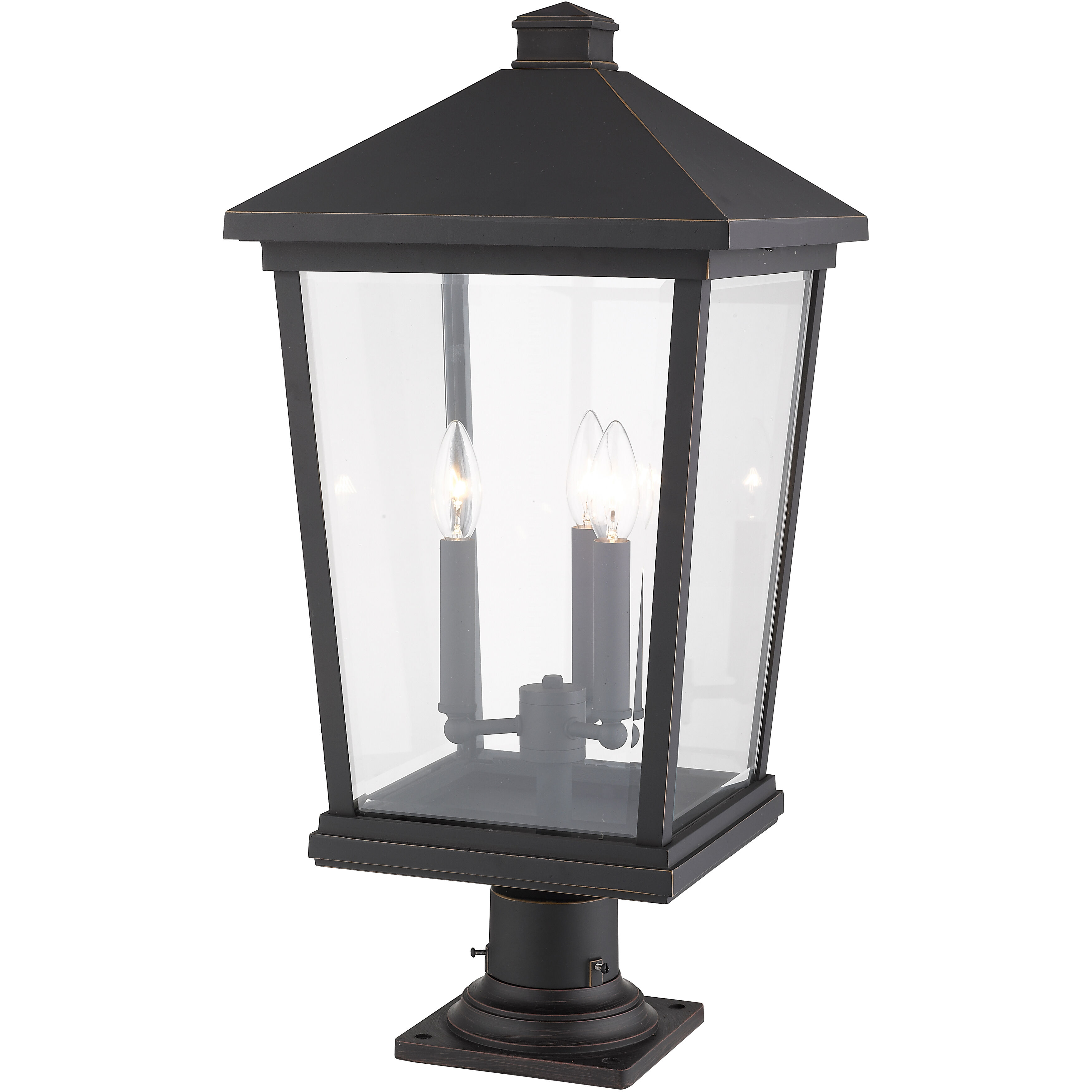 Beacon 3 Light 25.5 inch Oil Rubbed Bronze Outdoor Pier Mounted Fixture in 15.25