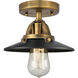 Nouveau 2 Railroad LED 8 inch Brushed Brass Semi-Flush Mount Ceiling Light in Matte Black