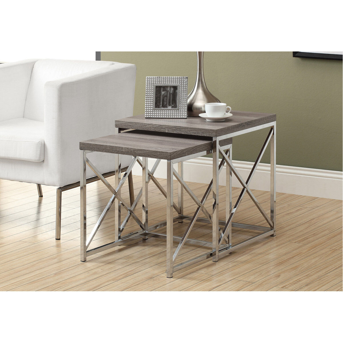 Cortland 21 X 20 inch Dark Taupe Nesting Table, 2-Piece Set