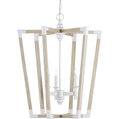 Bastian 3 Light 23.5 inch Sugar White and Sandstone Lantern Chandelier Ceiling Light, Medium