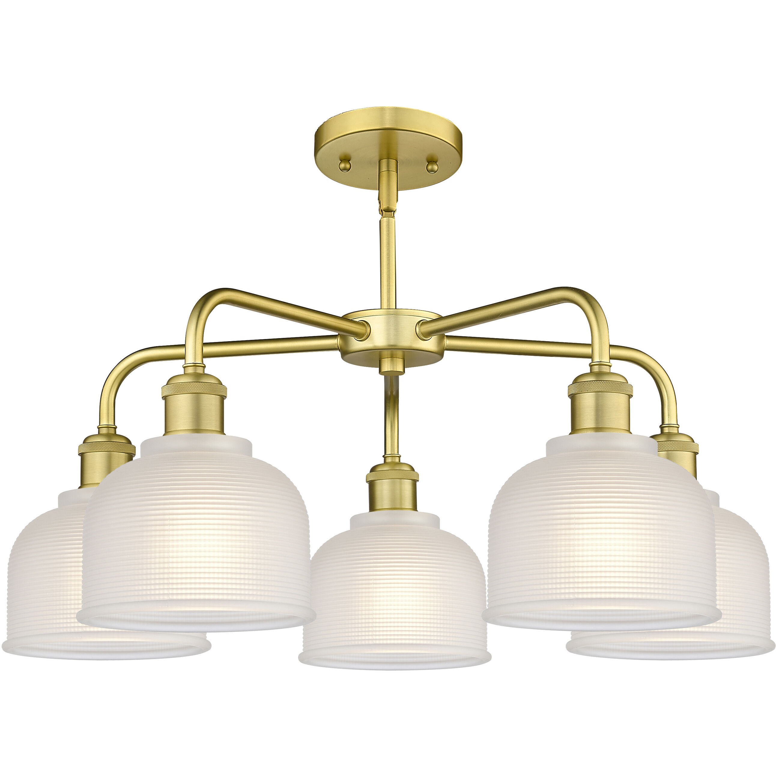 Dayton 5 Light 23.5 inch Satin Gold Chandelier Ceiling Light in White