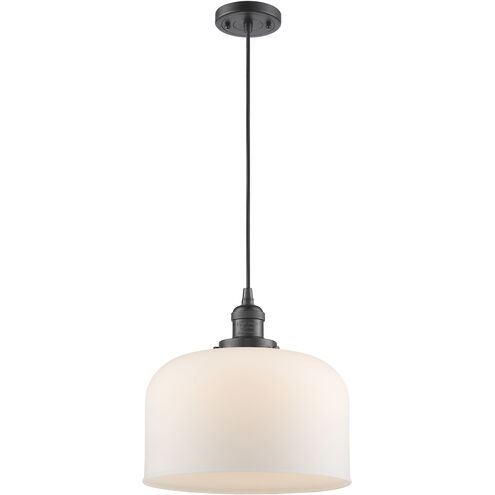 Franklin Restoration Bell LED 12 inch Oil Rubbed Bronze Mini Pendant Ceiling Light in Matte White, Franklin Restoration