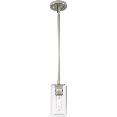 Downtown Urban Crown Point 1 Light 3.88 inch Satin Nickel Pendant Ceiling Light in Clear