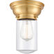 Aditi Dover 1 Light 6 inch Satin Gold Flush Mount Ceiling Light in Clear Glass, Aditi