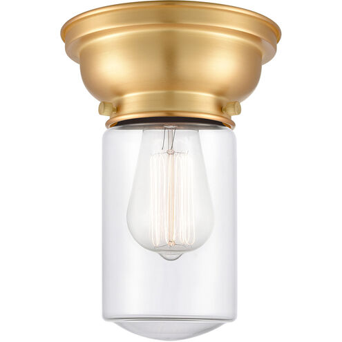 Aditi Dover 1 Light 6 inch Satin Gold Flush Mount Ceiling Light in Clear Glass, Aditi