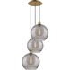 Ballston Athens Deco Swirl 3 Light 18.5 inch Brushed Brass Cord Hung Multi Pendant Ceiling Light