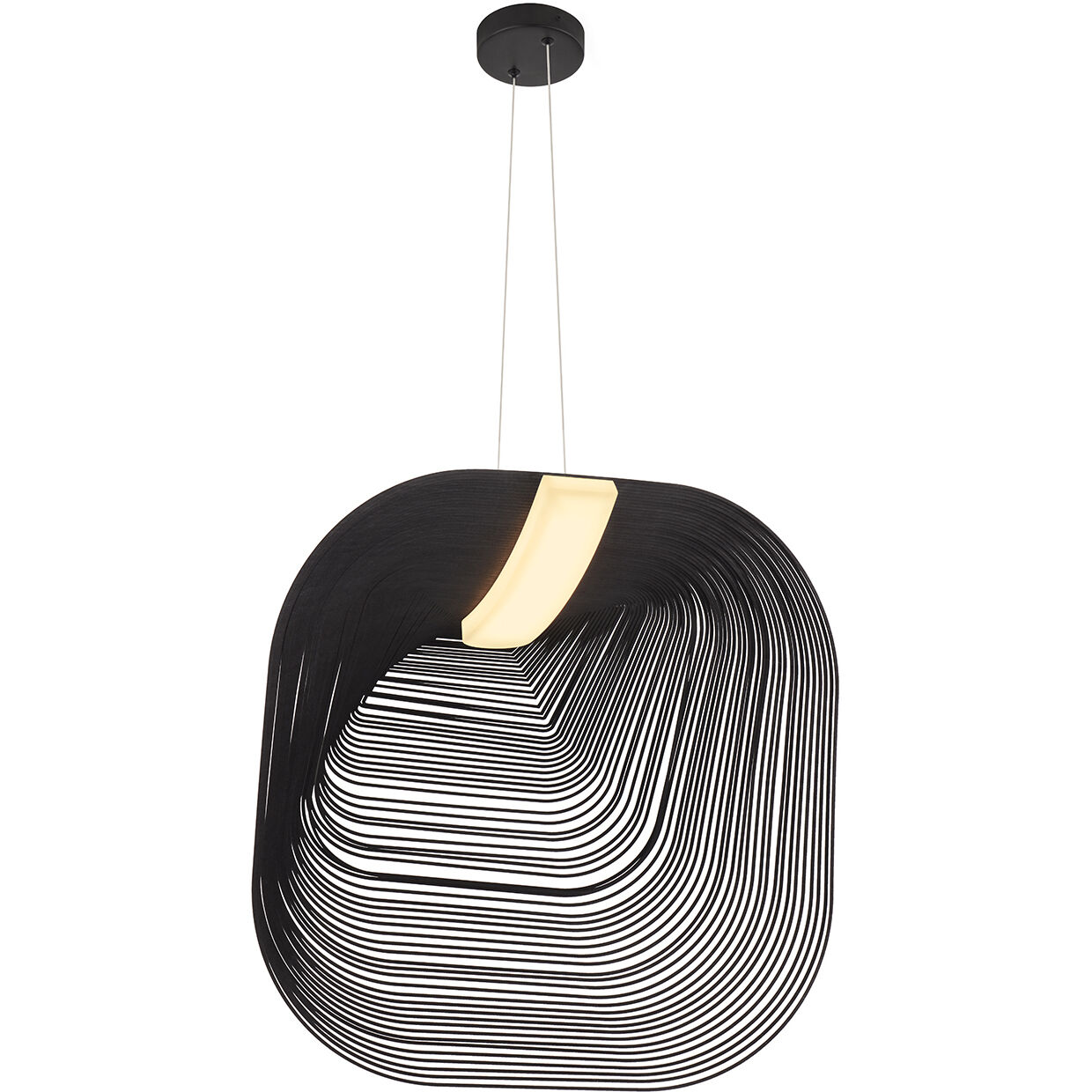 Eco Collection - Madera Family 23.75 inch Matte Black Pendant Ceiling Light in Black Wood, EVOLV