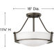Hathaway 3 Light 16 inch Olde Bronze Indoor Semi-Flush Mount Ceiling Light in Etched White