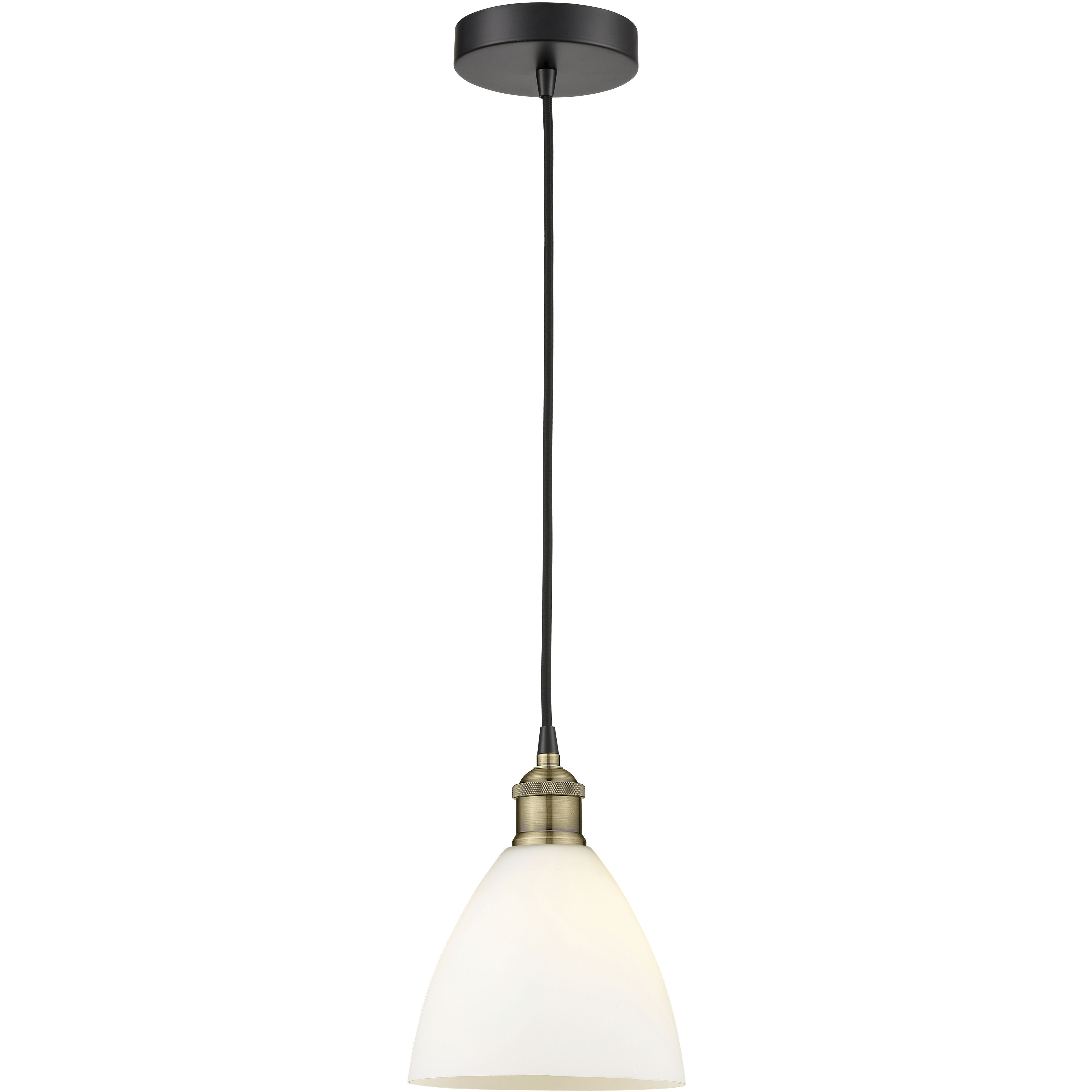 Edison Dome 1 Light 7.5 inch Black Antique Brass Mini Pendant Ceiling Light in Matte White Glass