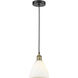 Edison Dome 1 Light 7.5 inch Black Antique Brass Mini Pendant Ceiling Light in Matte White Glass