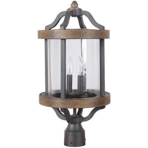 Ashwood 2 Light 22 inch Textured Black/Whiskey Barrel Outdoor Post Mount