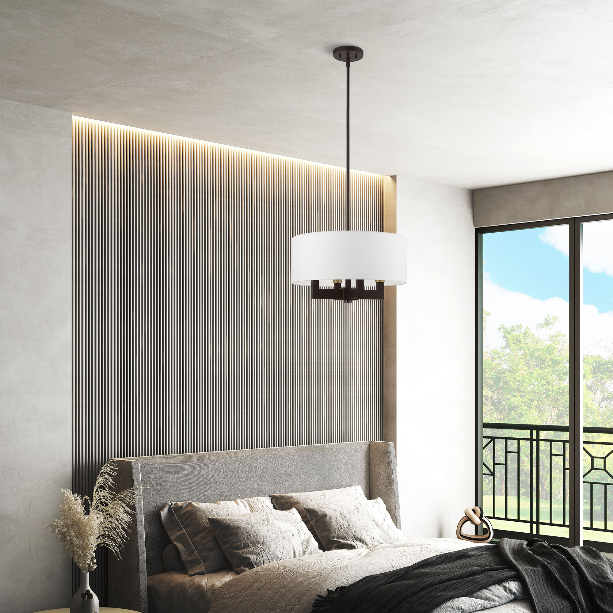 Cresthaven 4 Light 18 inch Bronze with Antique Brass Accents Pendant Chandelier Ceiling Light