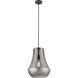 Fairfield LED 11.75 inch Matte Black Mini Pendant Ceiling Light in Plated Smoke Glass