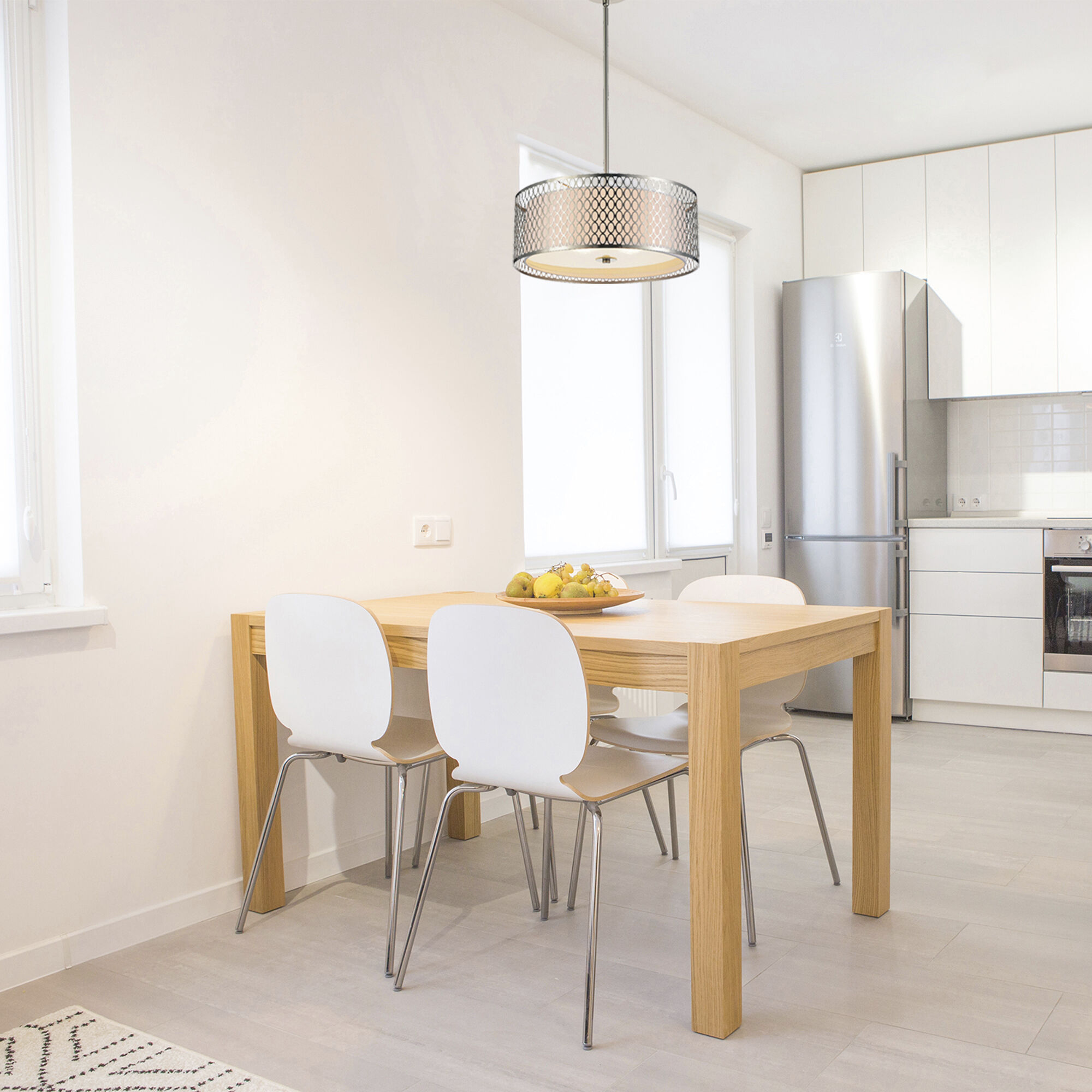 Mikayla 5 Light 22 inch Satin Nickel Drum Shade Chandelier Ceiling Light