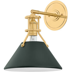 Painted No. 2 Wall Sconce Wall Light in Aged Brass/Soft Studio Green