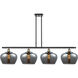 Ballston Large Fenton 4 Light 48 inch Black Antique Brass Island Light Ceiling Light in Plated Smoke Glass, Ballston