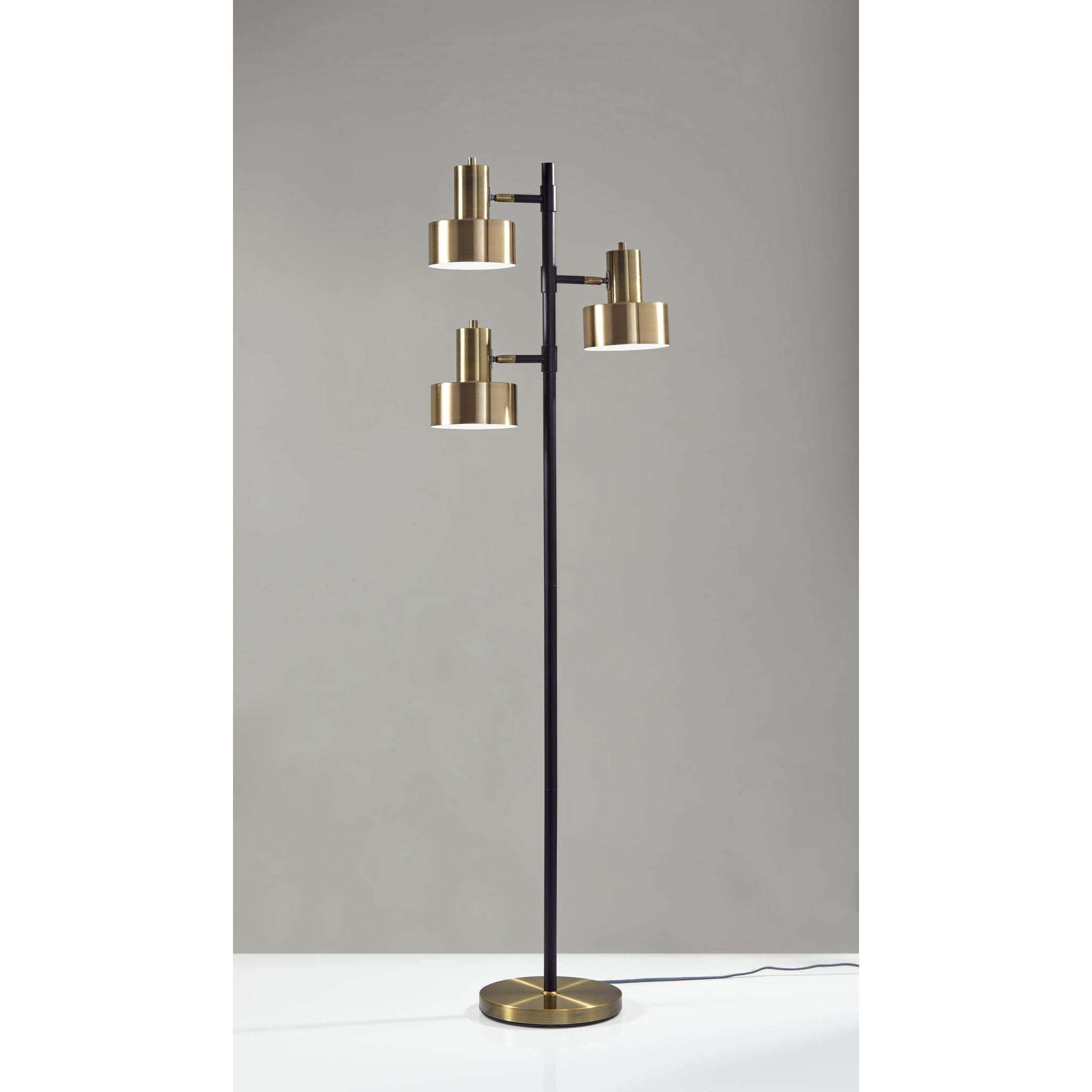 Clayton 66.5 inch 60 watt Matte Black and Antique Brass Floor Lamp Portable Light