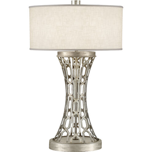 Allegretto 32 inch 150 watt Silver Table Lamp Portable Light in White Textured Linen