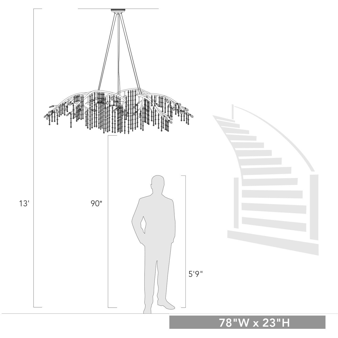 Autumn Twilight 24 Light 80 inch Black Iron Chandelier Ceiling Light, Large