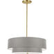 Everly 4 Light 20 inch Aged Brass with Grey Pendant Ceiling Light