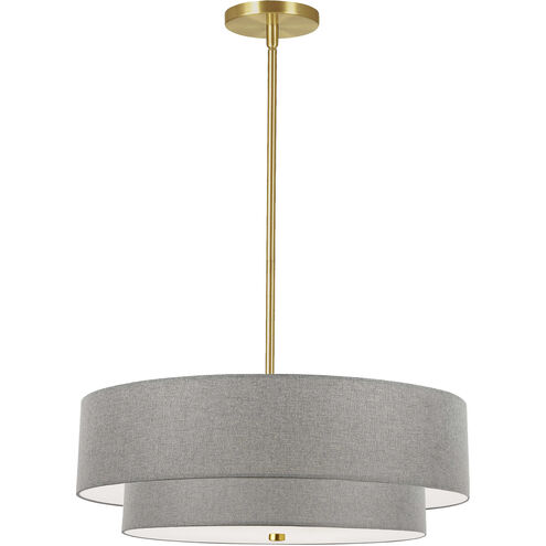 Everly 4 Light 20 inch Aged Brass with Grey Pendant Ceiling Light