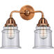 Nouveau 2 Canton LED 14 inch Antique Copper Bath Vanity Light Wall Light in Seedy Glass